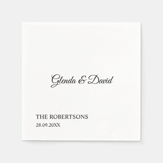 エレガントクラシックパーソナライズされた書結婚道 スタンダードカクテルナプキン (正面)