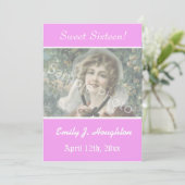 エレガントクラシックピンク甘16パーティー写真 招待状 (スタンド正面)