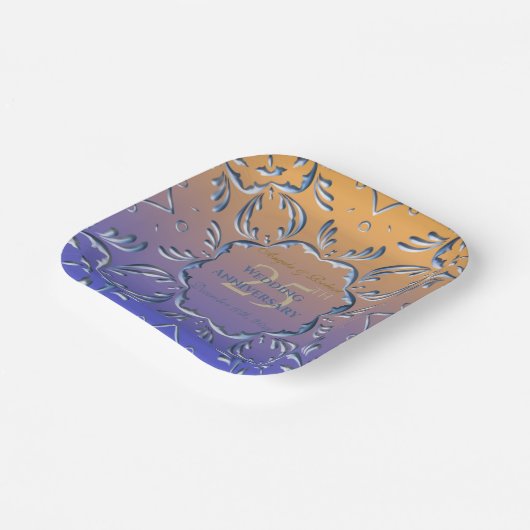 エレガントクラシックファンシー25結婚周年 ペーパープレート (傾斜あり)