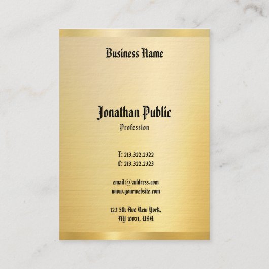 エレガントクラシックフェイク金ゴールド文字ヴィンテージ 名刺 (裏面)