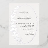 エレガントクラシックフォーマルブライダル銀 箔招待状 (正面)