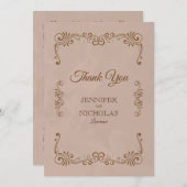 エレガントクラシックフォーマルヴィンテージ結婚s サンキューカード (正面/裏面)