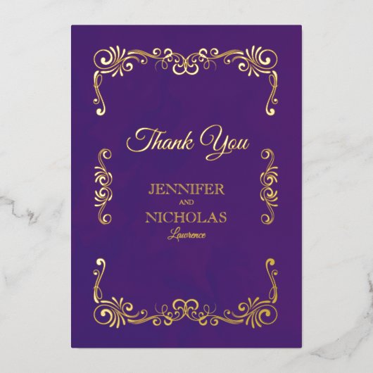 エレガントクラシックフォーマルヴィンテージ結婚s 箔招待状 (正面)