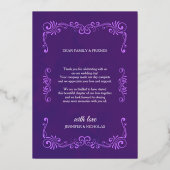 エレガントクラシックフォーマルヴィンテージ結婚s 箔招待状 (裏面)