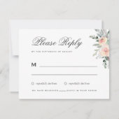 エレガントクラシックフォーマル水カラーフローラ結婚ズ 出欠カード (正面)