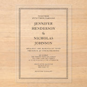 エレガントクラシックフォーマル白黒結婚ズ アクリル招待状 (正面)