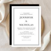 エレガントクラシックフォーマル白黒結婚ズ 招待状