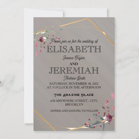 エレガントクラシックフォーマル結婚の 招待状 (正面)