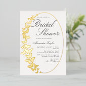 エレガントクラシックフォーマル金ゴールドバタフライブライダル 箔招待状 (立ち正面)