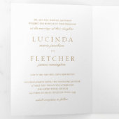 エレガントクラシックフォーマル金ゴールド写真結婚の 三つ折り招待状 (内部最初)