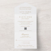 エレガントクラシックフォーマル金ゴールドQRコー結婚ド オールインワン招待状 (内側)