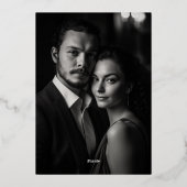 エレガントクラシックフォーマルBlack Photoの結婚金ゴールド 箔招待状 (裏面)