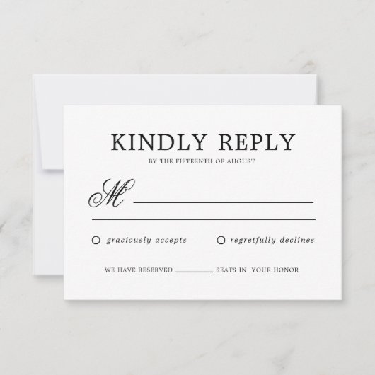エレガントクラシックフォーマルScript Monogram結婚's 出欠カード (正面)