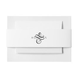 エレガントクラシックフォーマルScript Monogram結婚's 招待状ベリーバンド