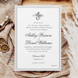 エレガントクラシックフォーマルScript Monogram結婚's 招待状