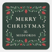 エレガントクラシックフレームパーソナライズされたクリスマス スクエアシール (正面)