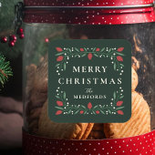 エレガントクラシックフレームパーソナライズされたクリスマス スクエアシール