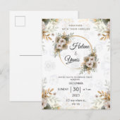 エレガントクラシックフローラ結婚式招待状 インビテーションポストカード (正面/裏面)