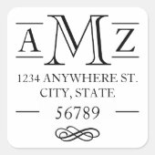 エレガントクラシックフローリッシュモノグラム差出人住所 スクエアシール (正面)