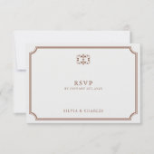 エレガントクラシックブラウン&ベージュ色結婚のCrest RSVP (正面)