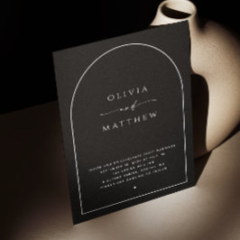 エレガントクラシックブラックのアーチミニマ結婚リストQR 招待状