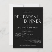エレガントクラシックブラックタイのリハ結婚ーサルディナー 招待状 (正面)