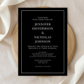 エレガントクラシックブラックミニマル結婚リスト 招待状