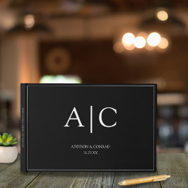 エレガントクラシックブラックモノグラム結婚ズ ゲストブック