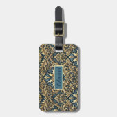 エレガントクラシックブルーと金ゴールドパーソナライズされた ラゲッジタグ (正面縦)