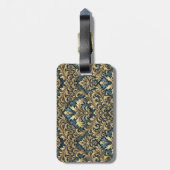 エレガントクラシックブルーと金ゴールドパーソナライズされた ラゲッジタグ (裏面縦)