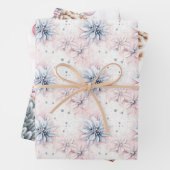 エレガントクラシックブルーピンクパステルクリスマス ラッピングペーパーシート (インサイチュ)