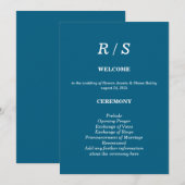 エレガントクラシックブルーモノグラム結婚式 プログラムカード プログラム (正面/裏面)