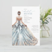 エレガントクラシックブルー結婚スパークルのフローラ 招待状 (スタンド正面)