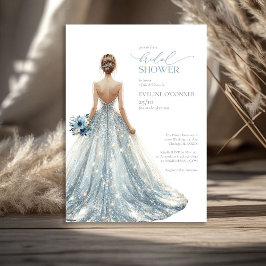 エレガントクラシックブルー結婚スパークルのフローラ 招待状