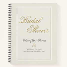 エレガントクラシックベージュ色枠ブライダルシャワーギフトリスト ノートブック