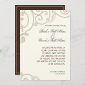 エレガントクラシックホワイトオーキッドミニマルフローラ 招待状 (正面/裏面)