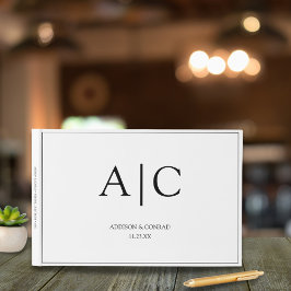 エレガントクラシックホワイトモノグラム結婚ズ ゲストブック