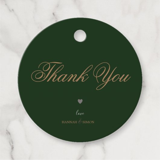 エレガントクラシックモダンエメラルドグリーン金ゴールド結婚ズ フェイバータグ (正面)