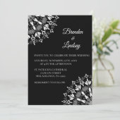 エレガントクラシックモダン白黒フローラ 招待状 (スタンド正面)