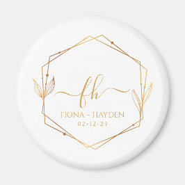 エレガントクラシックモノグラムの金ゴールド結婚イニシャル マグネット