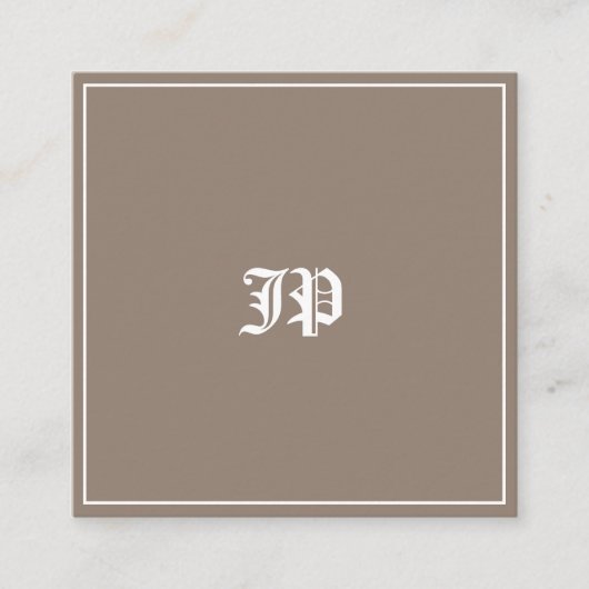 エレガントクラシックモノグラムデザイントレンディープレーン スクエア名刺 (正面)