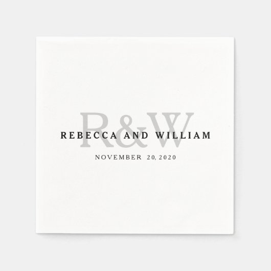 エレガントクラシックモノグラム結婚紙ナプキンス スタンダードカクテルナプキン (正面)