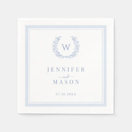 エレガントクラシックライトブルーボホモノグラム結婚ズ スタンダードカクテルナプキン