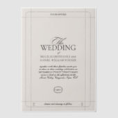 エレガントクラシックラグジュアリーライトグレーモノグラム結婚ズ ベラム紙招待状 (正面)
