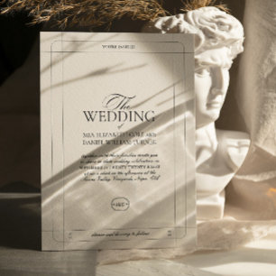 エレガントクラシックラグジュアリーライトグレーモノグラム結婚ズ 招待状