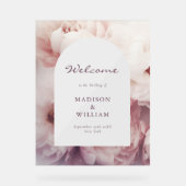 エレガントクラシックリーガルパープルピーニーズアーチ結婚ーズ アクリルサイン (正面)