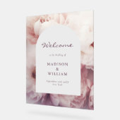 エレガントクラシックリーガルパープルピーニーズアーチ結婚ーズ アクリルサイン (傾斜)