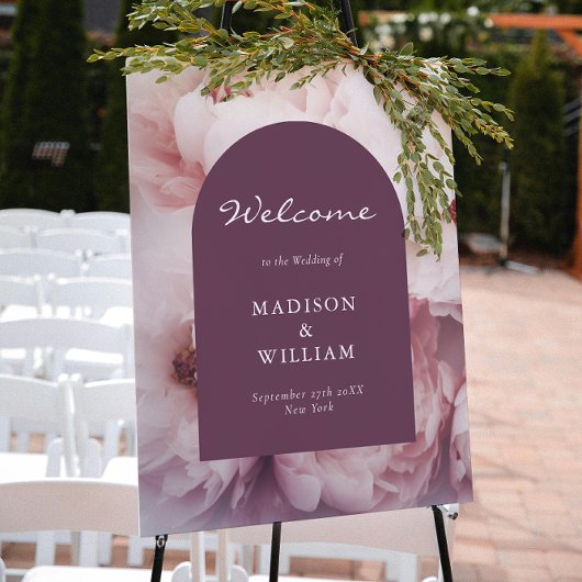 エレガントクラシックリーガルパープルピーニーズアーチ結婚ーズ ポスター