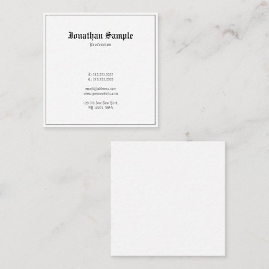 エレガントクラシックルックノスタルジックデザイン古英語 スクエア名刺 (正面/裏面)