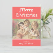 エレガントクラシックレッド・メリー・クリスマスフォト・カード シーズンカード (スタンド正面)